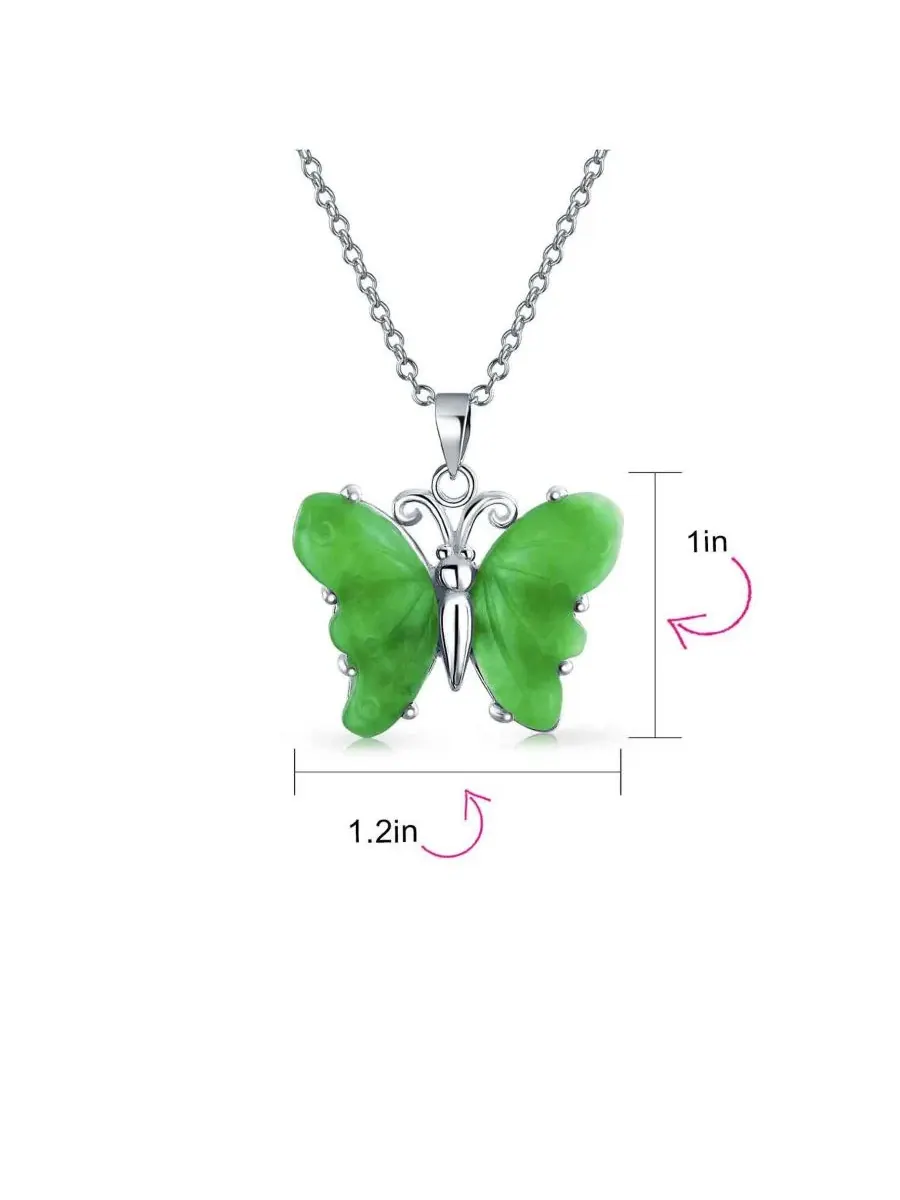 Подвеска-бабочка из зеленого нефрита с розовым кварцем, коллекция Garden Butterfly Bling Jewelry — изображение 3 из 4