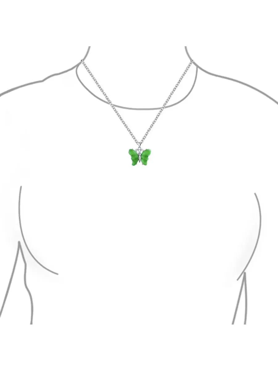 Подвеска-бабочка из зеленого нефрита с розовым кварцем, коллекция Garden Butterfly Bling Jewelry — изображение 4 из 4
