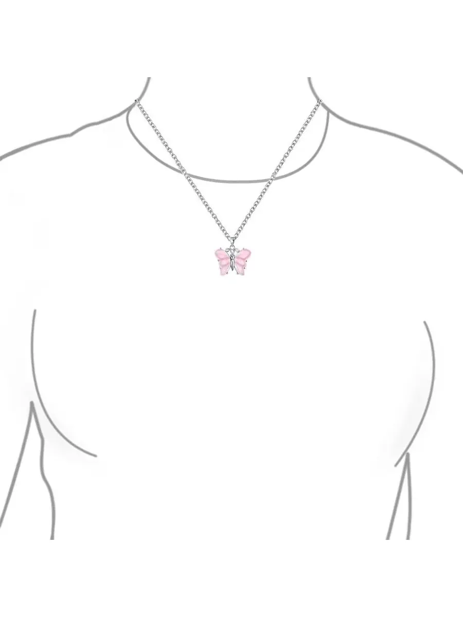 Подвеска-кулон с бабочкой из нефрита и розового кварца, модель Garden Butterfly Bling Jewelry — изображение 3 из 4
