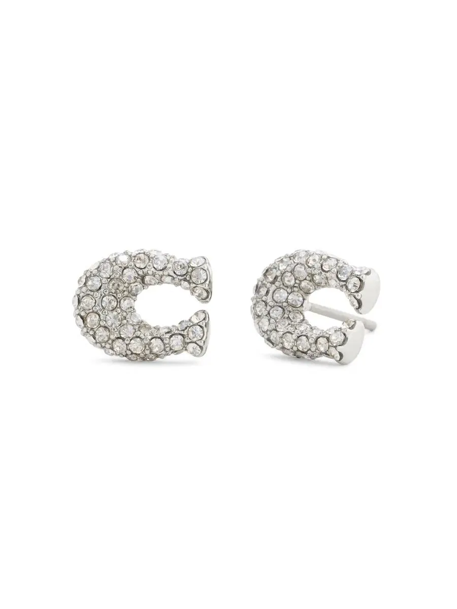 Серьги-пусеты с кристаллами Signature C COACH, Crystal Rhodium