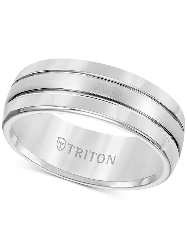 Мужское обручальное кольцо из карбида вольфрама, удобная посадка (8 мм) Triton — серебристый