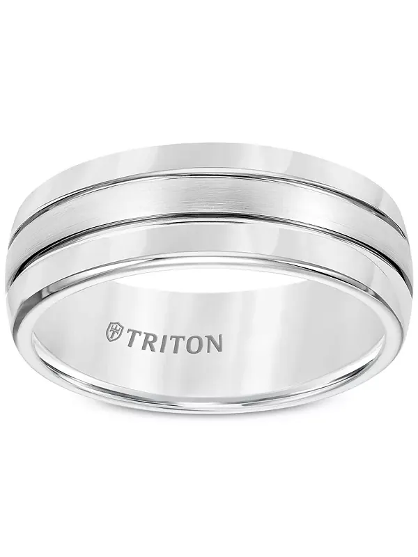 Мужское обручальное кольцо из карбида вольфрама, удобная посадка (8 мм) Triton — изображение 2 из 3, оттенок серебристый