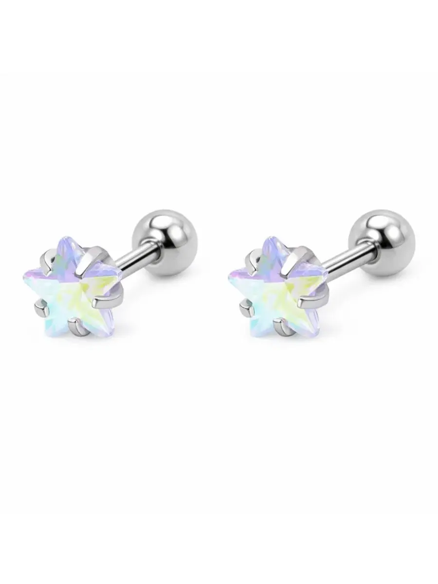 Серьги-гвоздики в виде звезд из кристаллов Rebl Jewelry — мульти