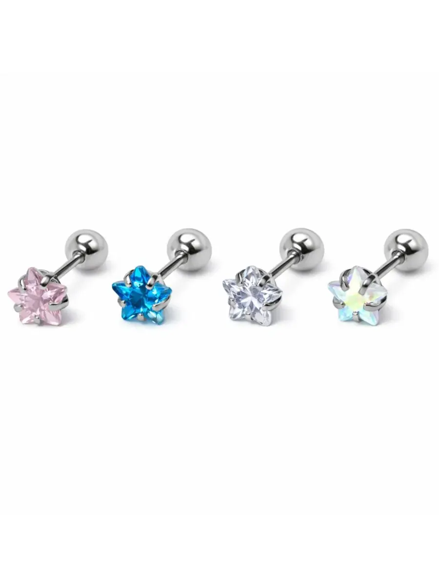 Серьги-гвоздики в виде звезд из кристаллов Rebl Jewelry — изображение 3 из 3, оттенок мульти