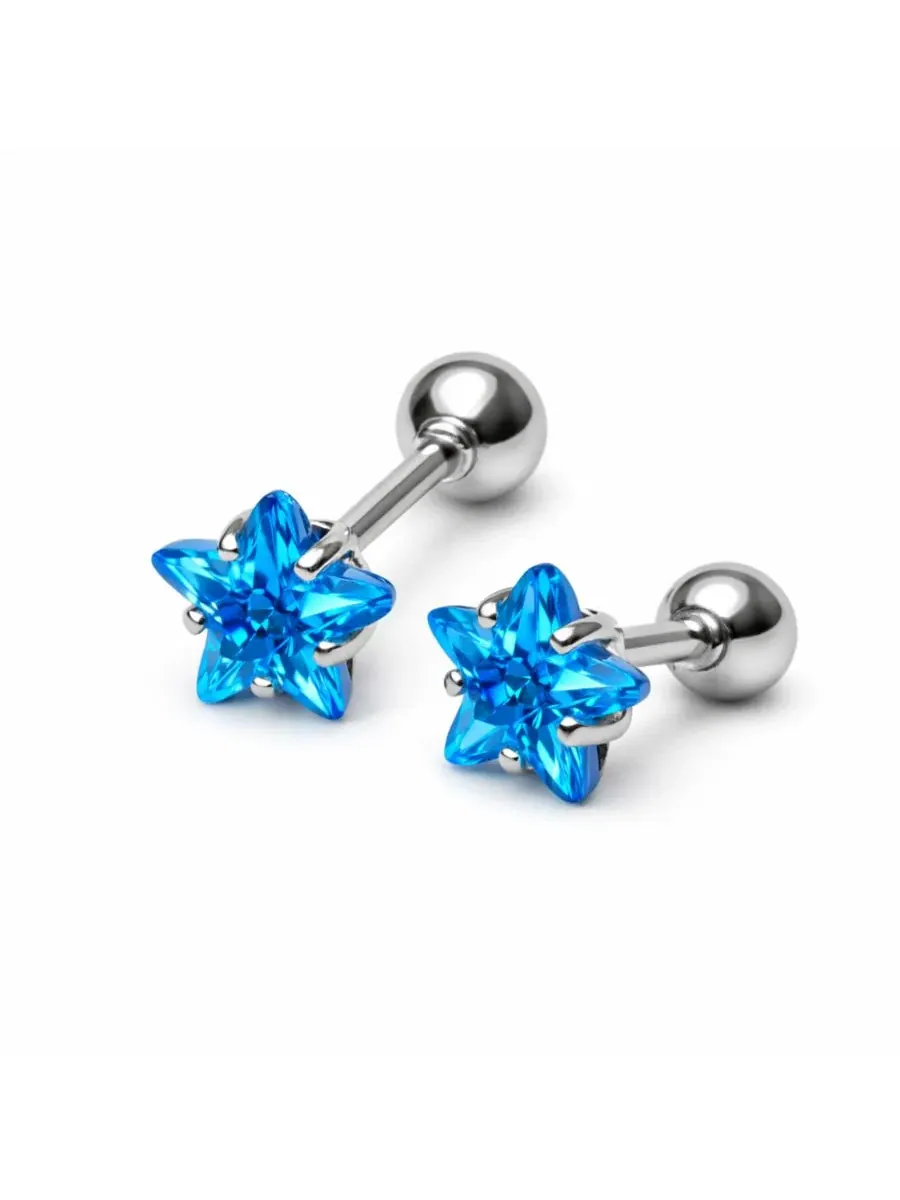 Серьги-гвоздики в виде звезд из кристаллов Rebl Jewelry — изображение 2 из 3, оттенок синий