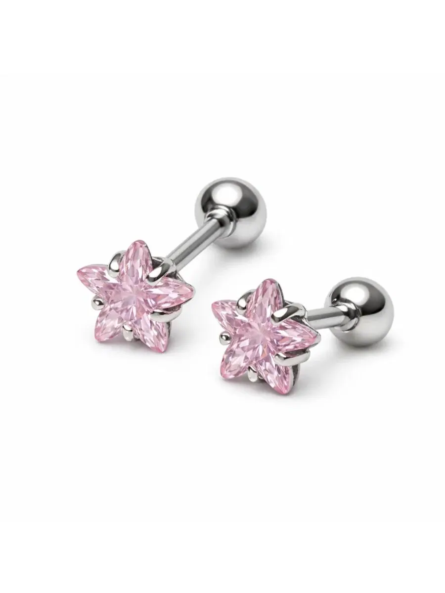 Серьги-гвоздики в виде звезд из кристаллов Rebl Jewelry — изображение 2 из 3, оттенок розовый