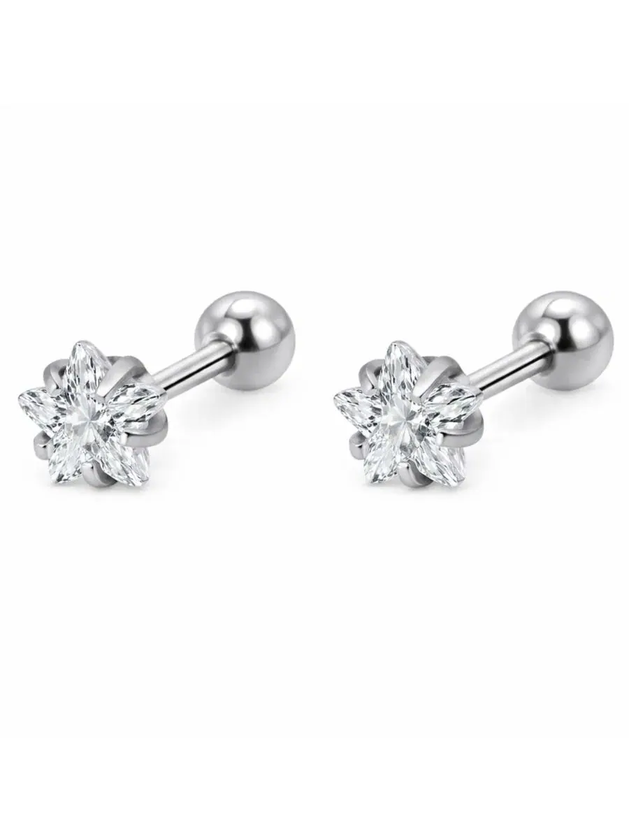 Серьги-гвоздики в виде звезд из кристаллов Rebl Jewelry — прозрачный