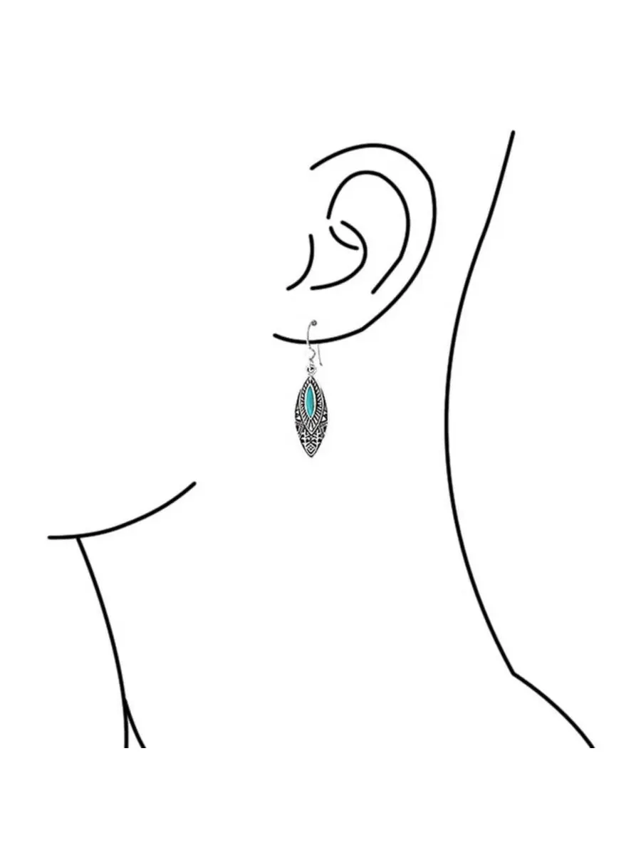 Серьги-подвески из стерлингового серебра с бирюзой, Tribal Bling Jewelry — изображение 2 из 3, оттенок серебряный