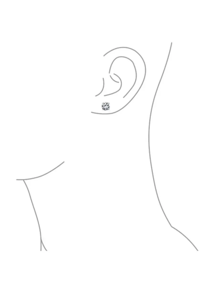 Серьги-гвоздики с фианитом, 4 Prong — изображение 3 из 4, оттенок серебряный
