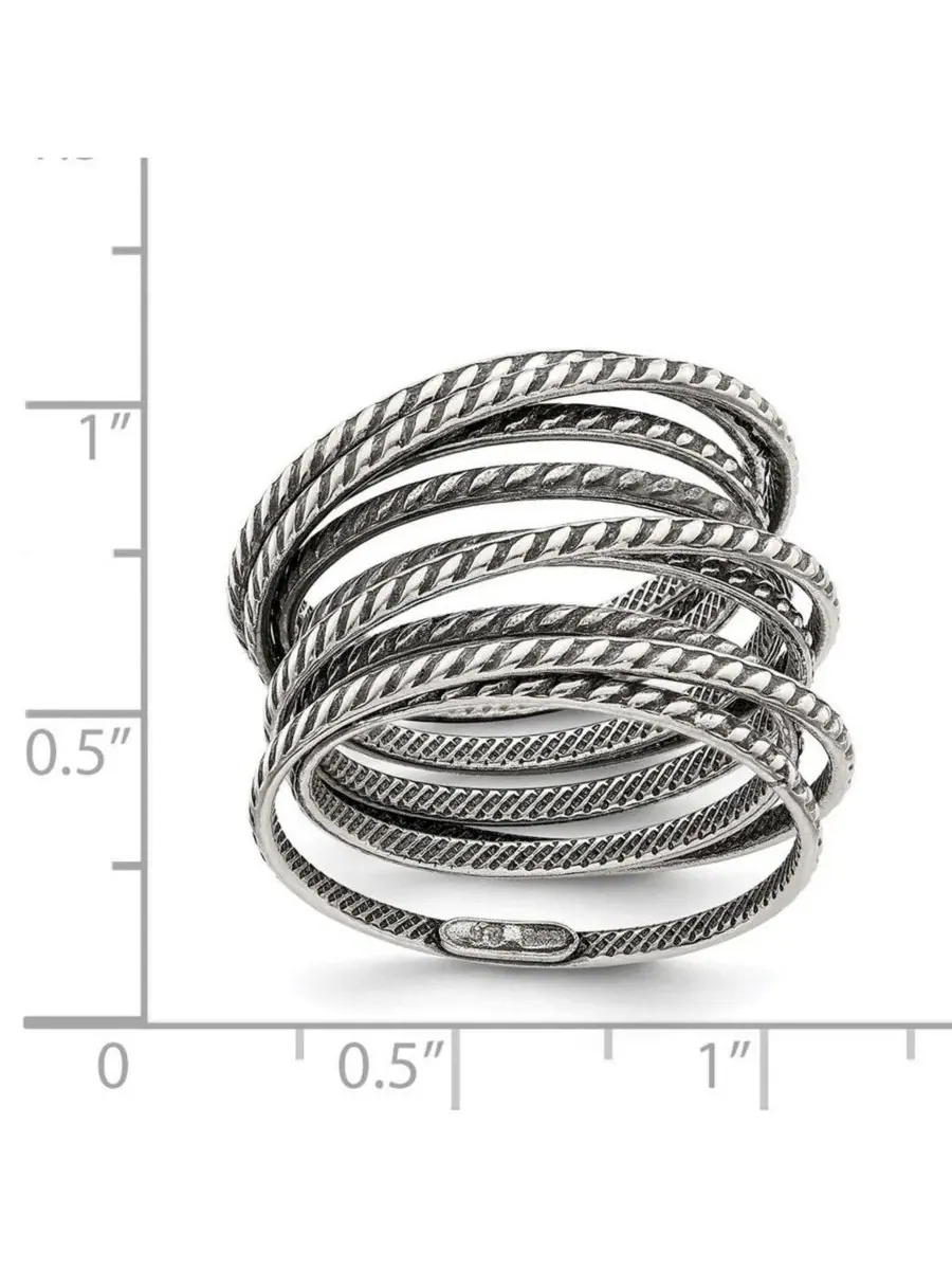 Кольцо винтажное многослойное 925 пробы с эффектом чернения, модель Coil Curata Jewelry — изображение 2 из 7