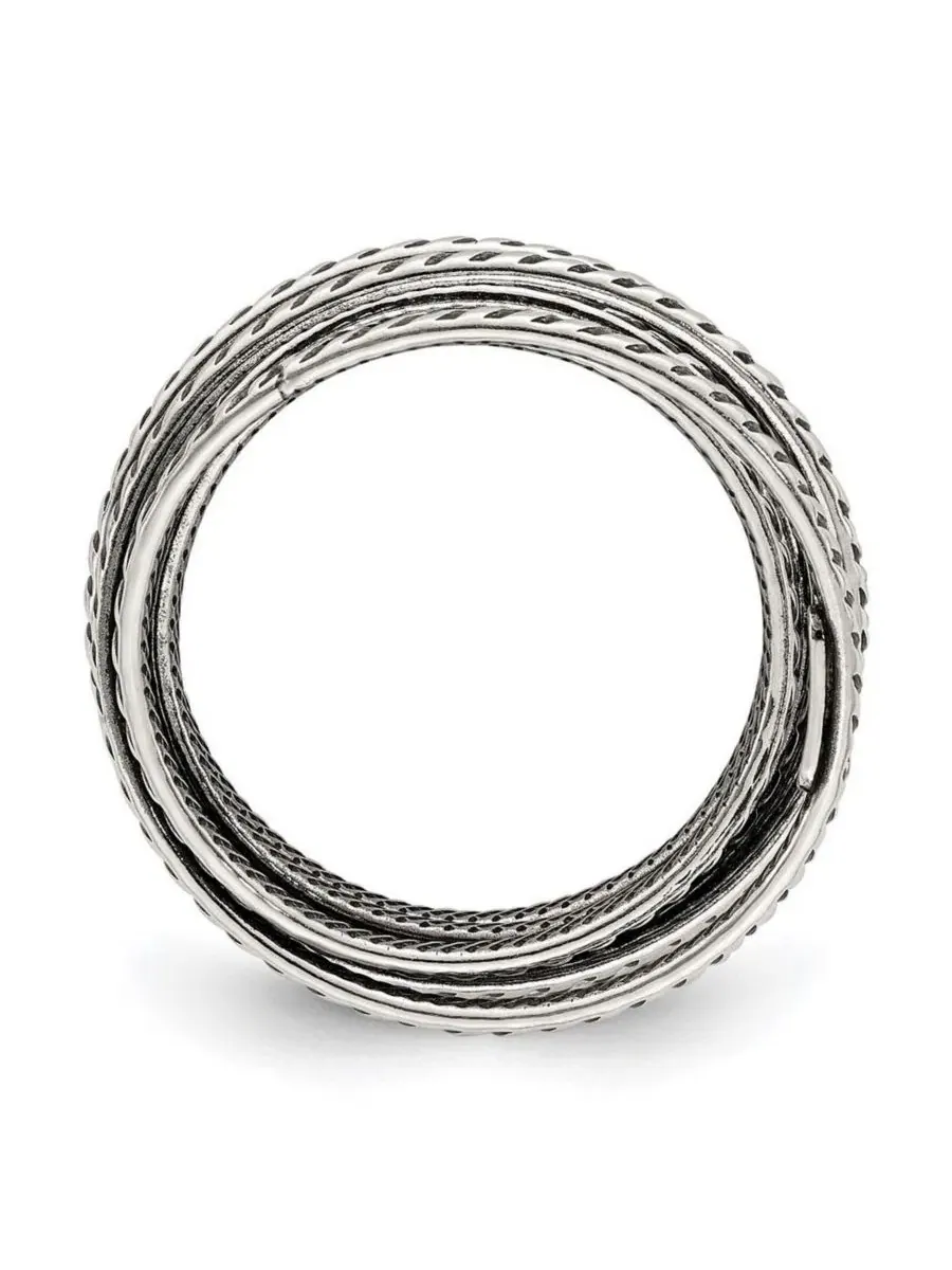 Кольцо винтажное многослойное 925 пробы с эффектом чернения, модель Coil Curata Jewelry — изображение 3 из 7