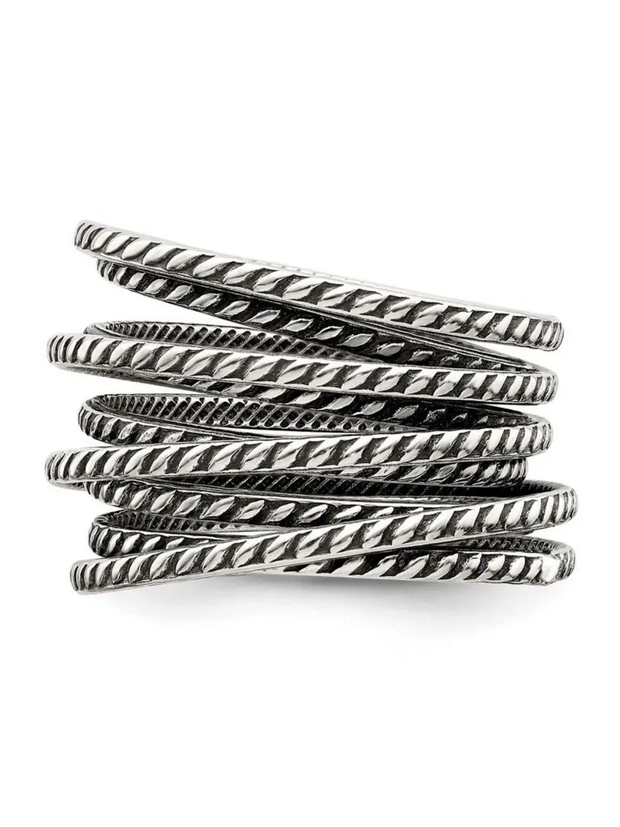 Кольцо винтажное многослойное 925 пробы с эффектом чернения, модель Coil Curata Jewelry — изображение 4 из 7