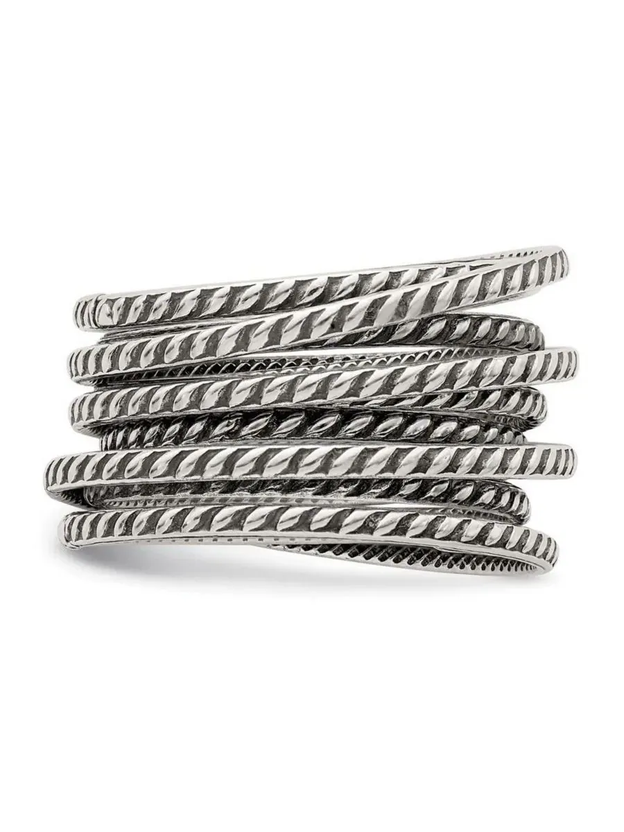 Кольцо винтажное многослойное 925 пробы с эффектом чернения, модель Coil Curata Jewelry — изображение 5 из 7