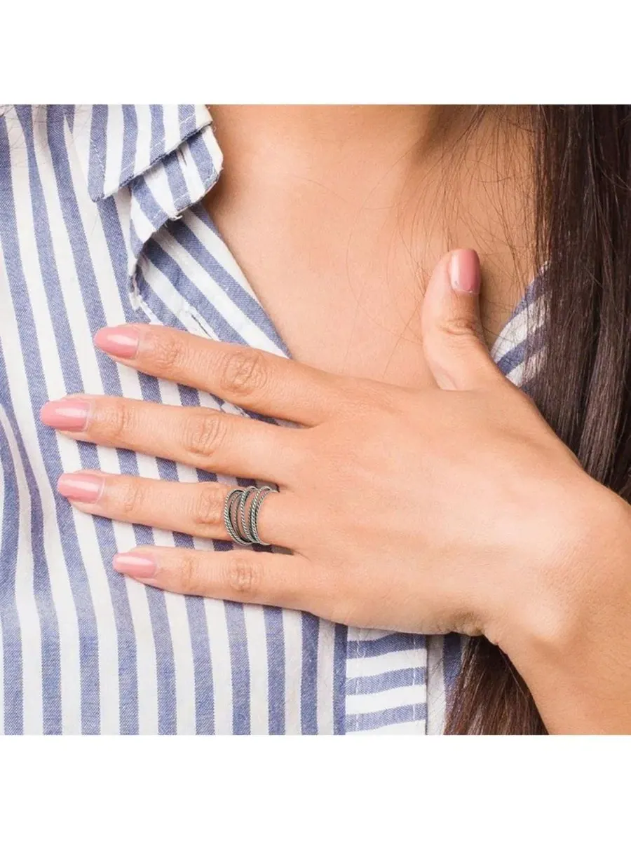 Кольцо винтажное многослойное 925 пробы с эффектом чернения, модель Coil Curata Jewelry — изображение 6 из 7