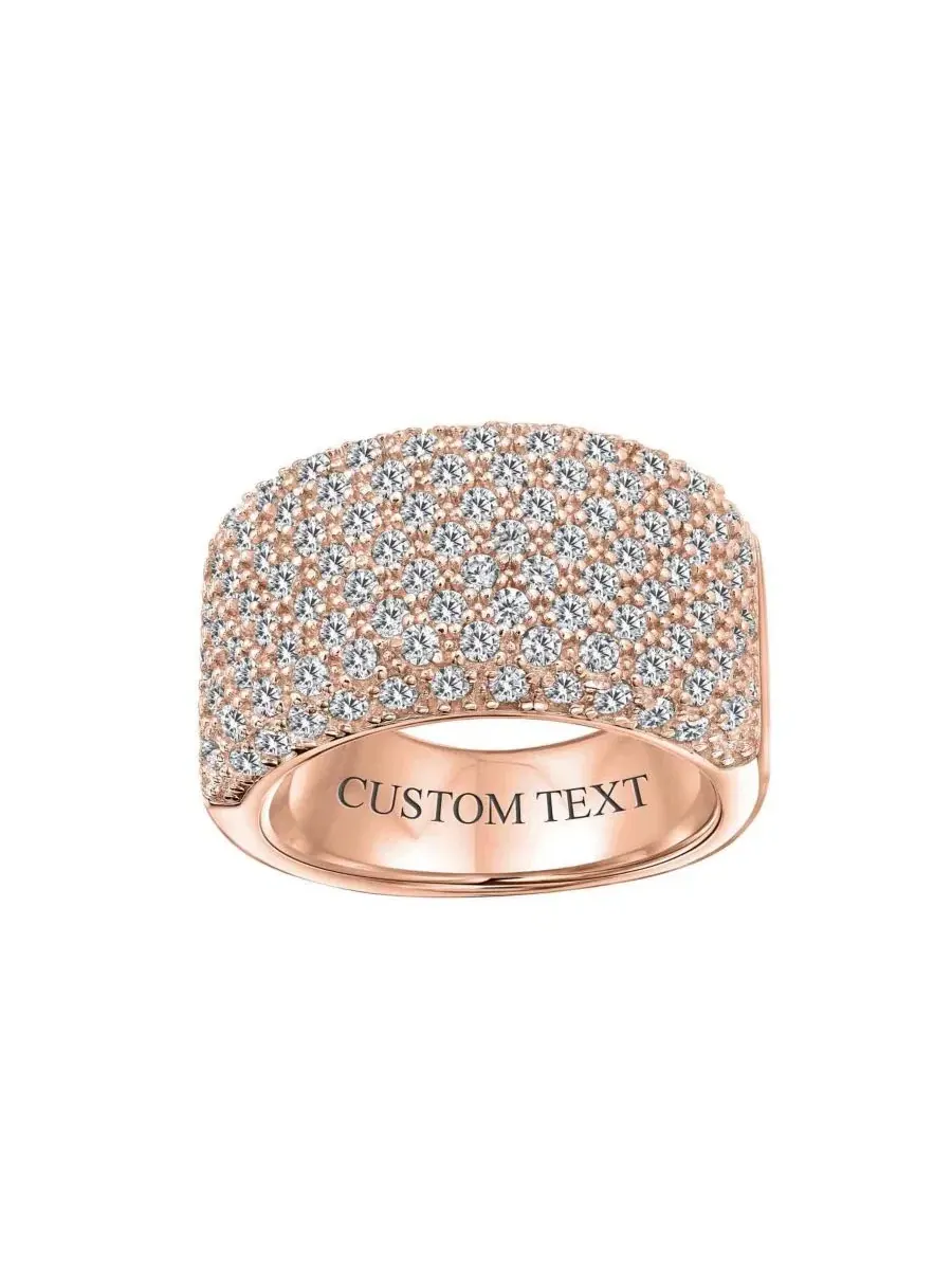 Кольцо с фианитами, широкое, модель Micro Pave CZ Bling Jewelry — изображение 2 из 4, оттенок розовый