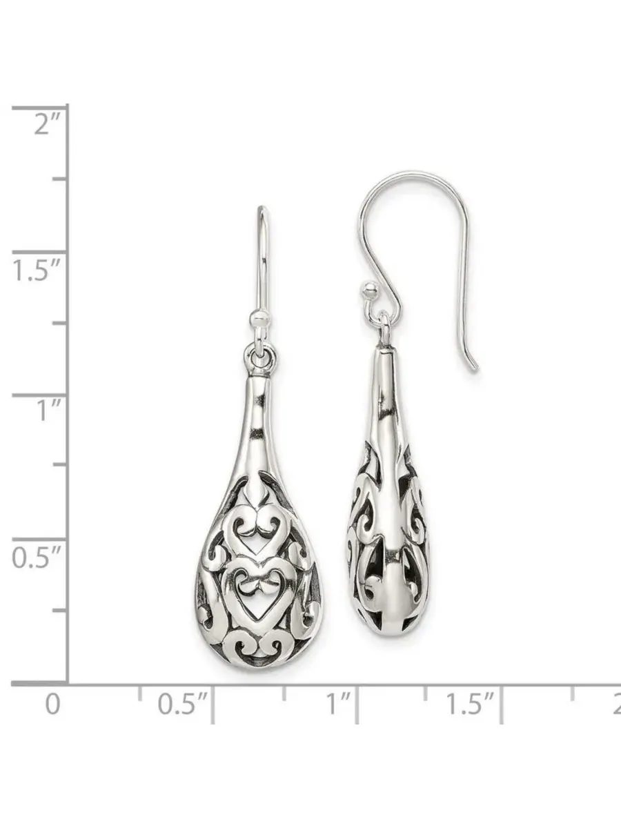 Серьги-подвески с крючком из стерлингового серебра, антикварная отделка, модель Teardrop Boho — изображение 2 из 7