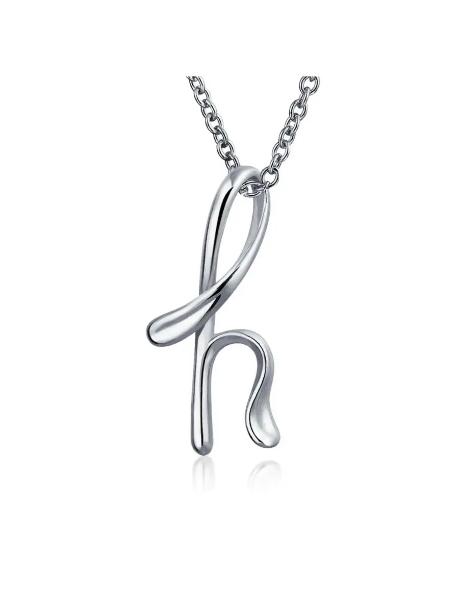 Кулон с инициалом на цепочке 45 см Bling Jewelry — изображение 1 из 3, оттенок серебристый