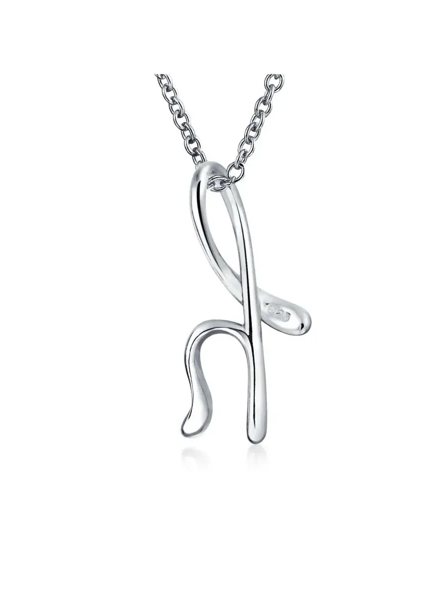 Кулон с инициалом на цепочке 45 см Bling Jewelry — изображение 2 из 3, оттенок серебристый