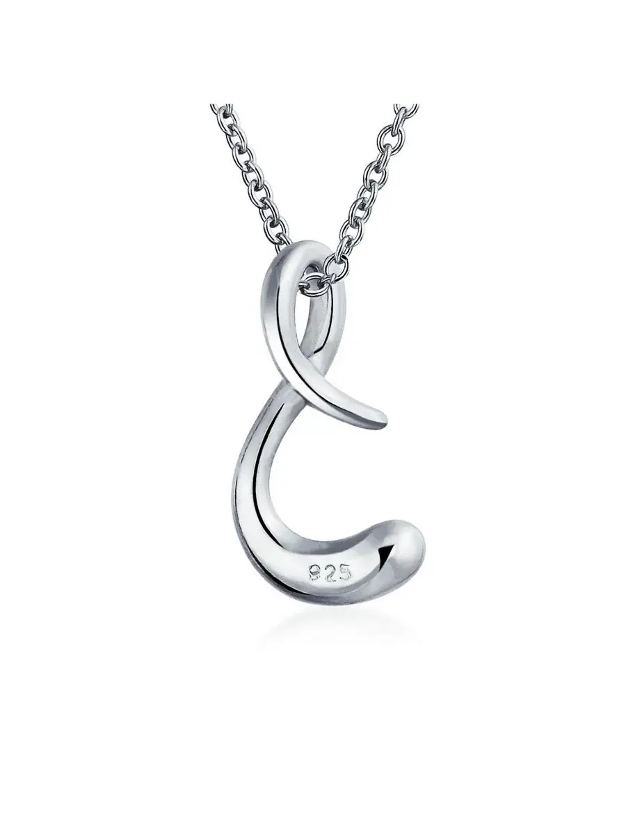 Подвеска-кулон с буквой из стерлингового серебра Bling Jewelry — изображение 2 из 3, оттенок серебристый