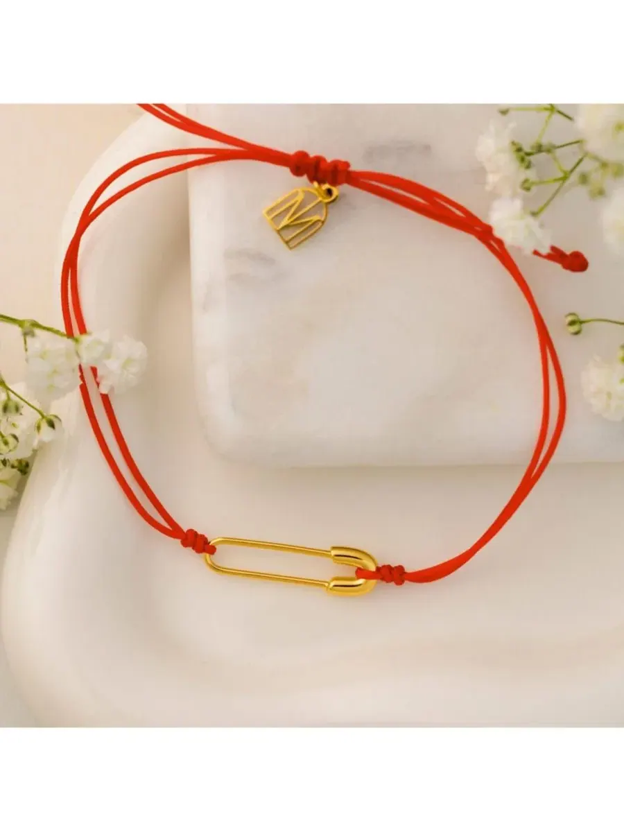 Браслет-оберег Safety Pin Protection Mantra — изображение 2 из 3, оттенок желтый золотистый