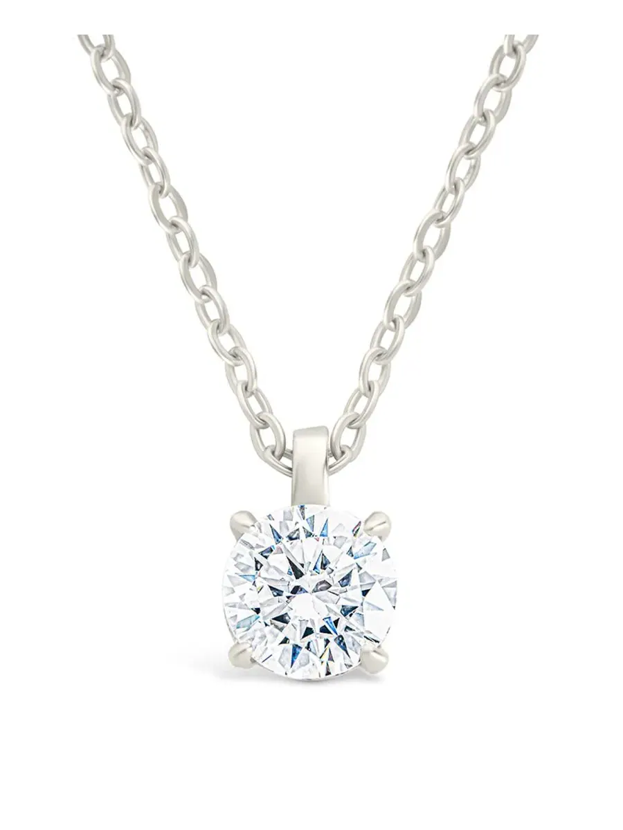 Кулон с круглым цирконием в оправе с зубцами Sterling Forever — изображение 1 из 4, оттенок серебряный