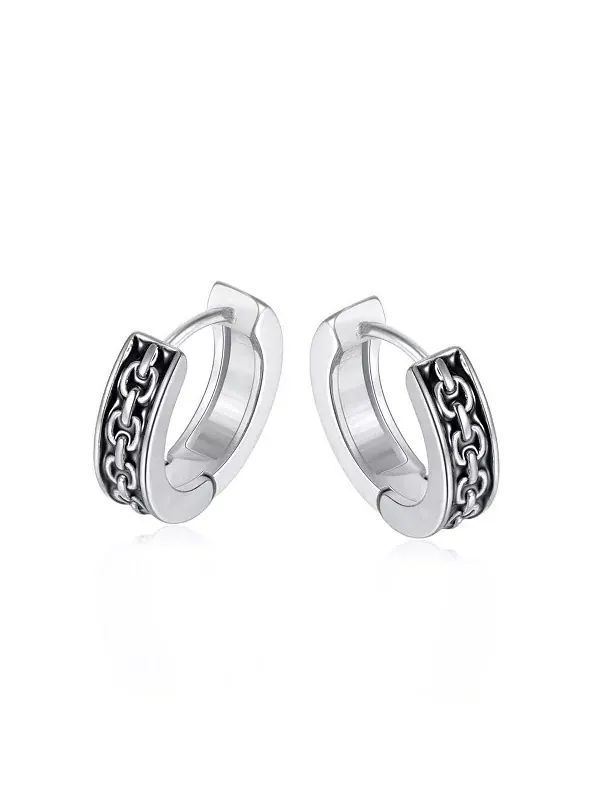 Серьги-Кольца Huggie Hoop с цепочкой из нержавеющей стали Metallo — изображение 1 из 2, оттенок серебряный
