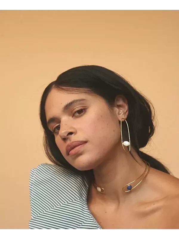 Серьги-Подвески с драгоценными камнями Nectar Nectar New York — изображение 2 из 2, оттенок золото