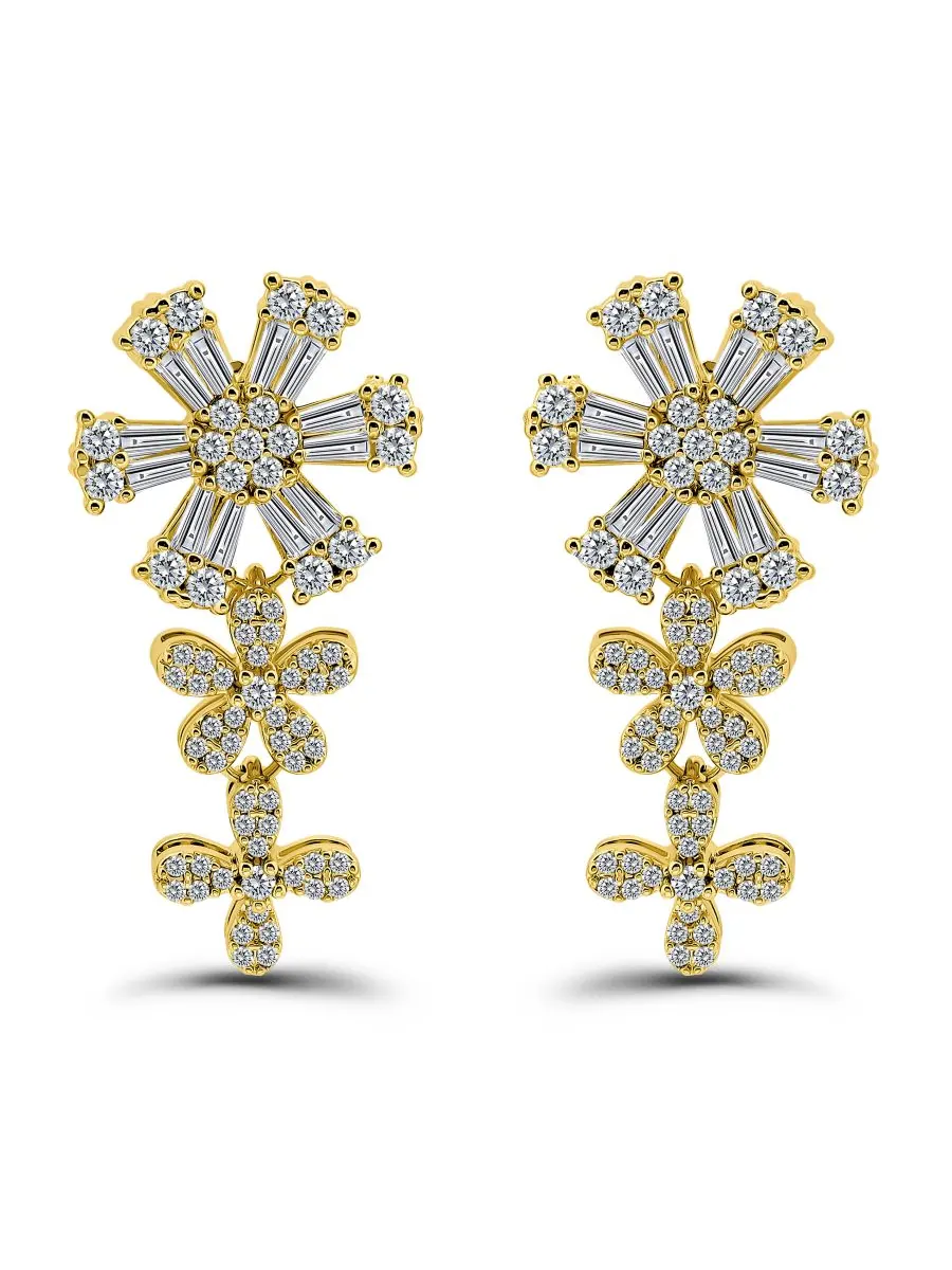 Серьги-подвески в форме цветка с кубическим цирконием Christian Siriano New York — изображение 2 из 4, оттенок золото