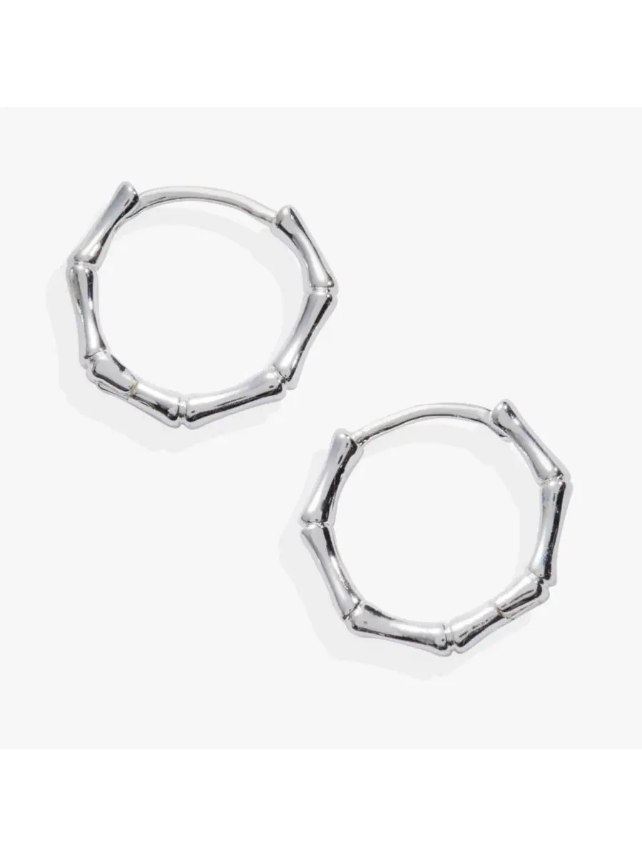 Серьги-кольца бамбук с кристаллами Alex and Ani