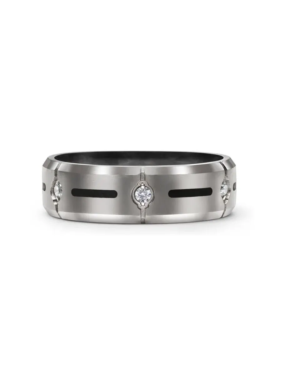 Кольцо из титана с фианитами, с вставкой из смолы Bling Jewelry — изображение 7 из 8, оттенок серебристый