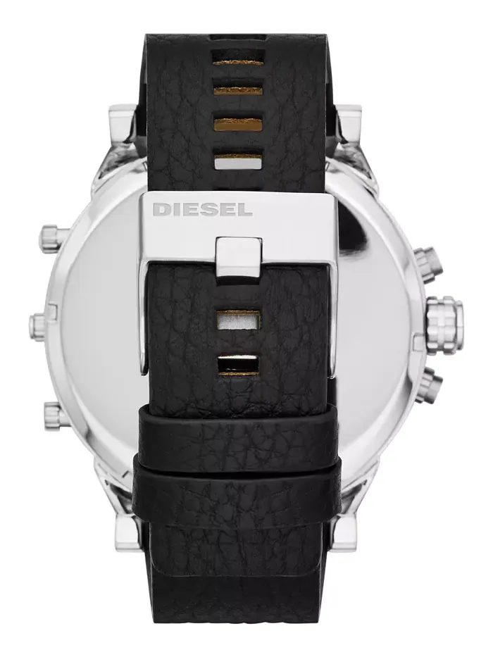 Мужские часы Chronograph Mr. Daddy 2.0 с черным кожаным ремешком, 66x57 мм, модель DZ7313 Diesel — изображение 3 из 4