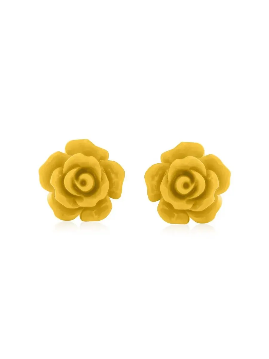 Серьги-гвоздики с 3D-розами, 3 пары Bling Jewelry — изображение 2 из 5, оттенок синий