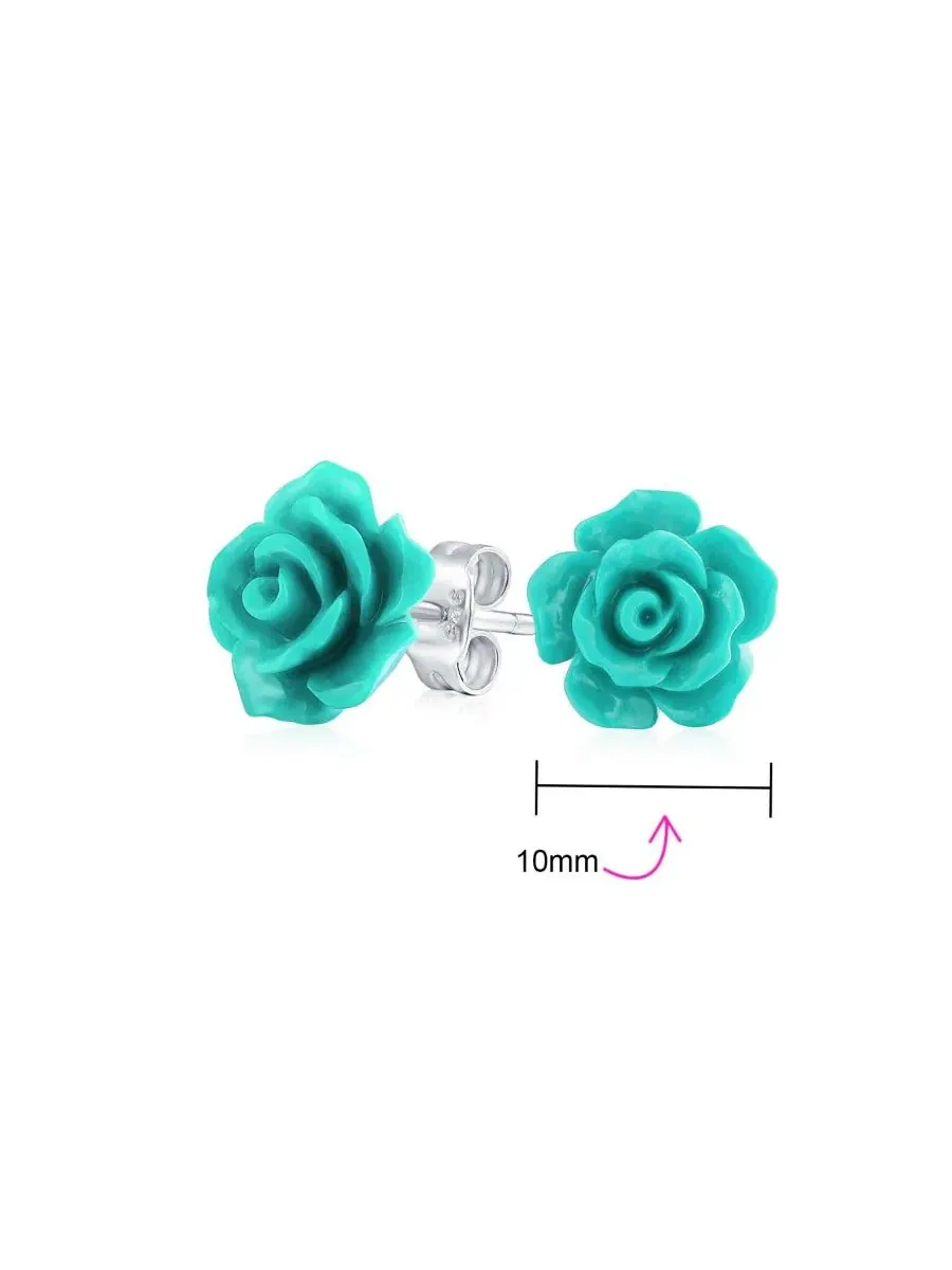 Серьги-гвоздики с 3D розой из смолы, 3 пары Bling Jewelry — изображение 2 из 4, оттенок красный