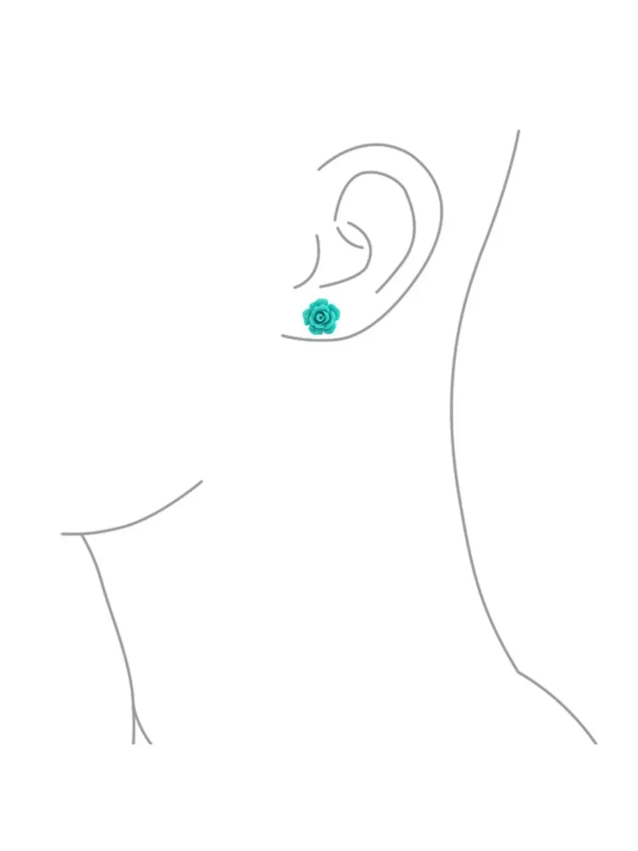 Серьги-гвоздики с 3D розой из смолы, 3 пары Bling Jewelry — изображение 3 из 4, оттенок красный