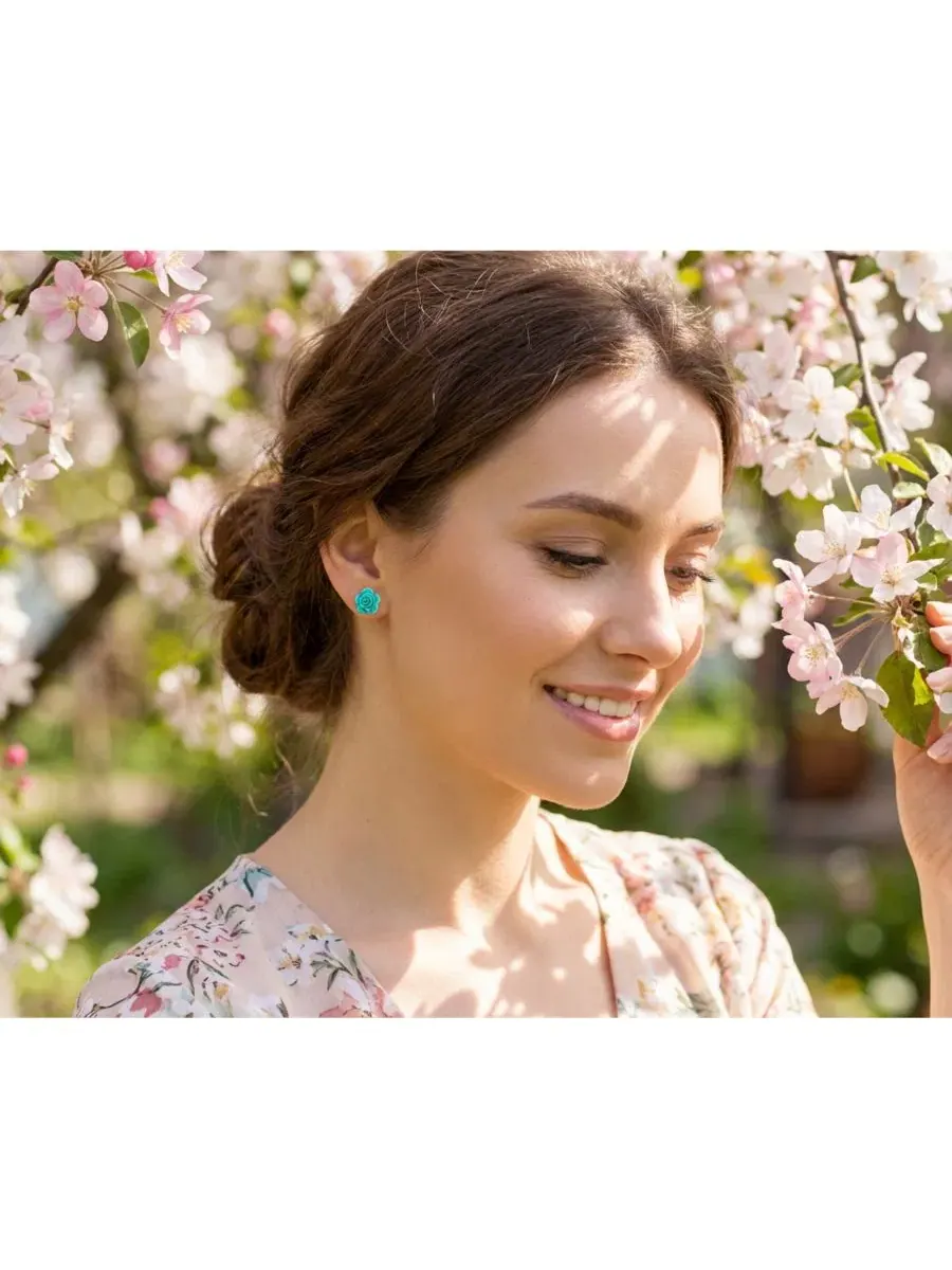 Серьги-гвоздики с 3D розой из смолы, 3 пары Bling Jewelry — изображение 4 из 4, оттенок красный