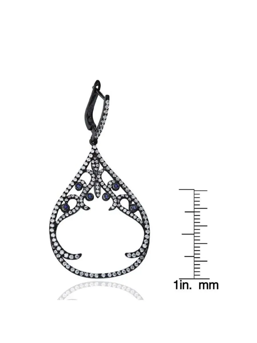 Серьги-капли с цирконием Suzy Levian New York — изображение 2 из 2, оттенок синий