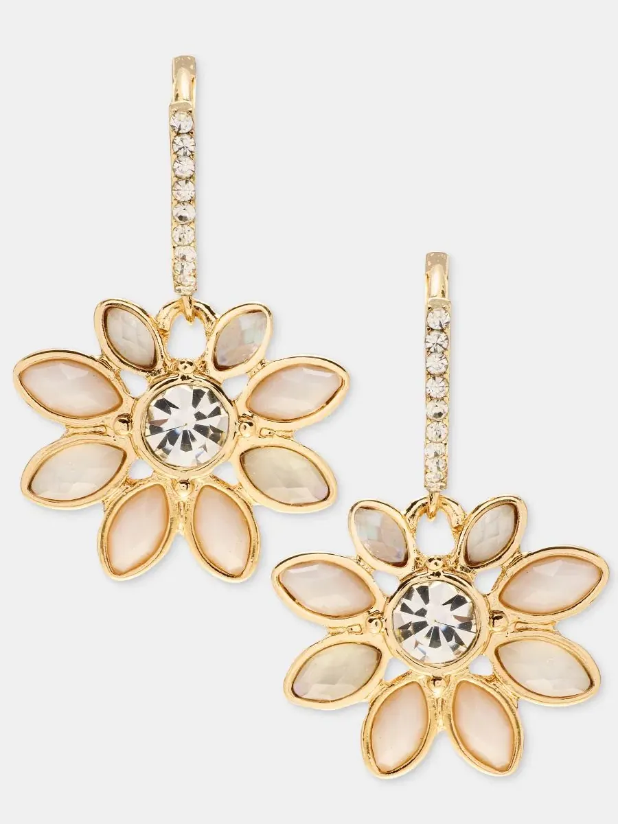 Серьги-кольца с подвеской-цветком Stone Flower Charm Lonna & Lilly