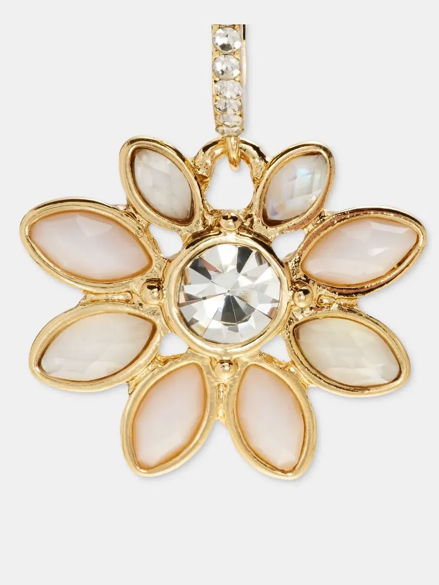 Серьги-кольца с подвеской-цветком Stone Flower Charm Lonna & Lilly — изображение 4 из 4, оттенок белый