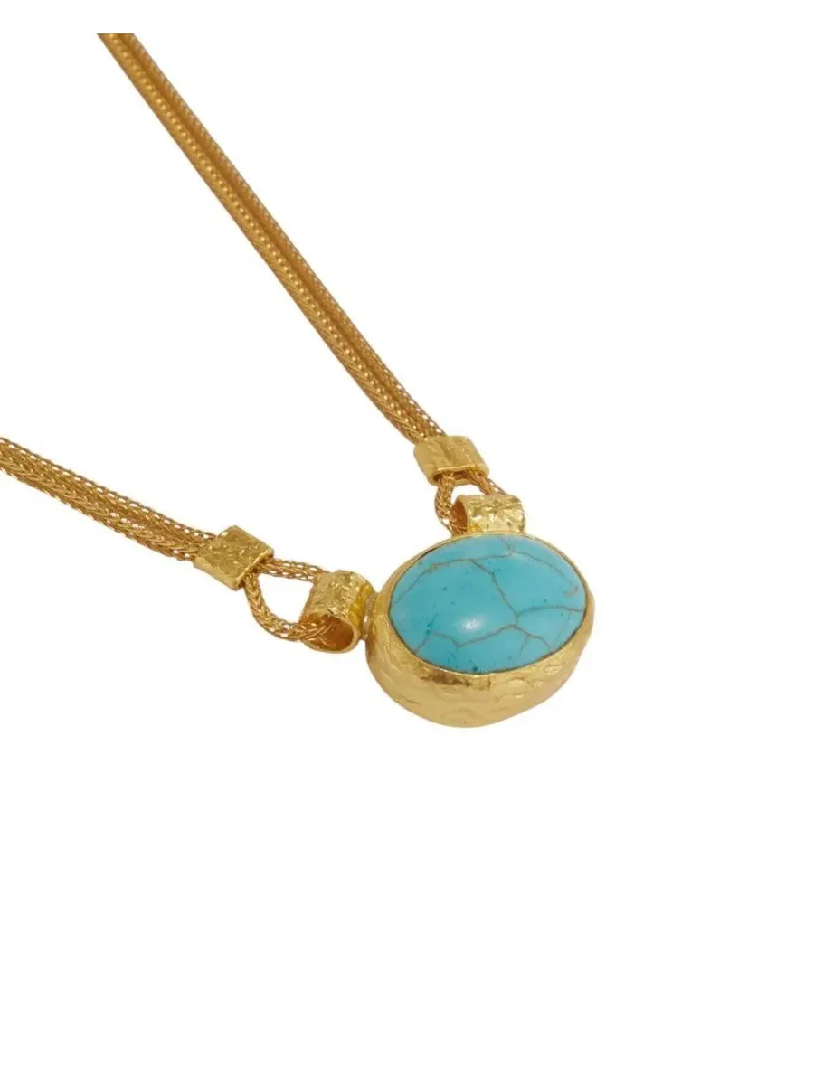 Ожерелье с бирюзой Daphne Turquoise Chain Necklace Ottoman Hands — изображение 2 из 9, оттенок золото