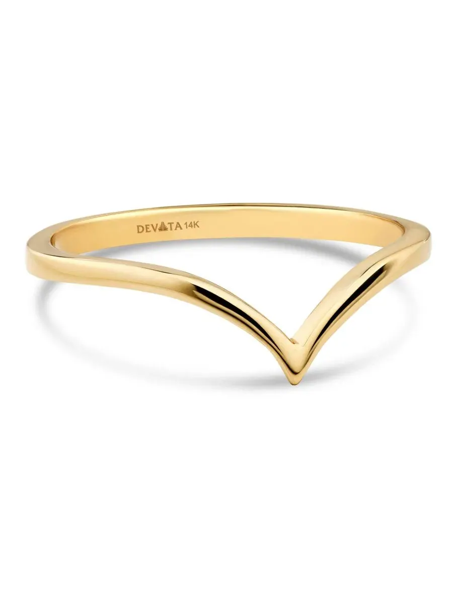 Кольцо-шеврон из золота 14K DEVATA — изображение 2 из 5, оттенок золото