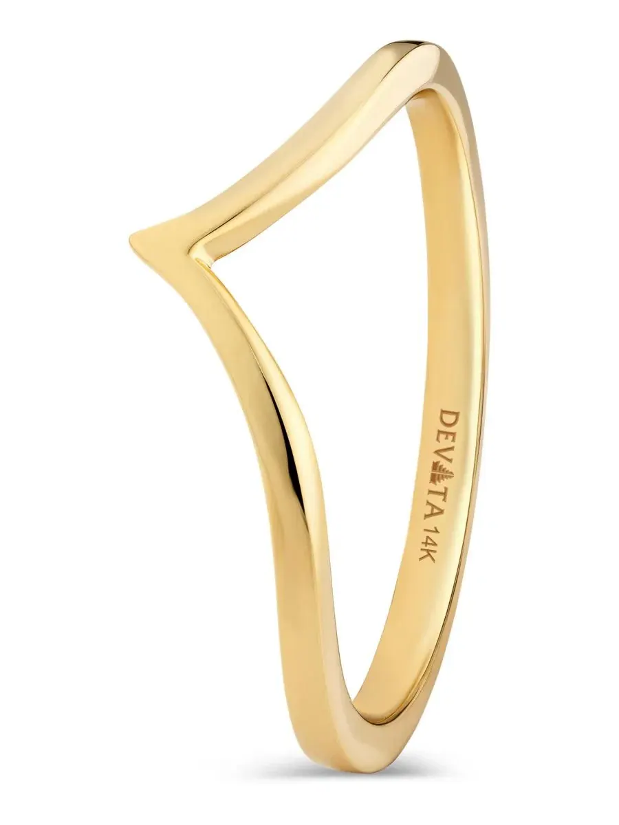 Кольцо-шеврон из золота 14K DEVATA — изображение 3 из 5, оттенок золото