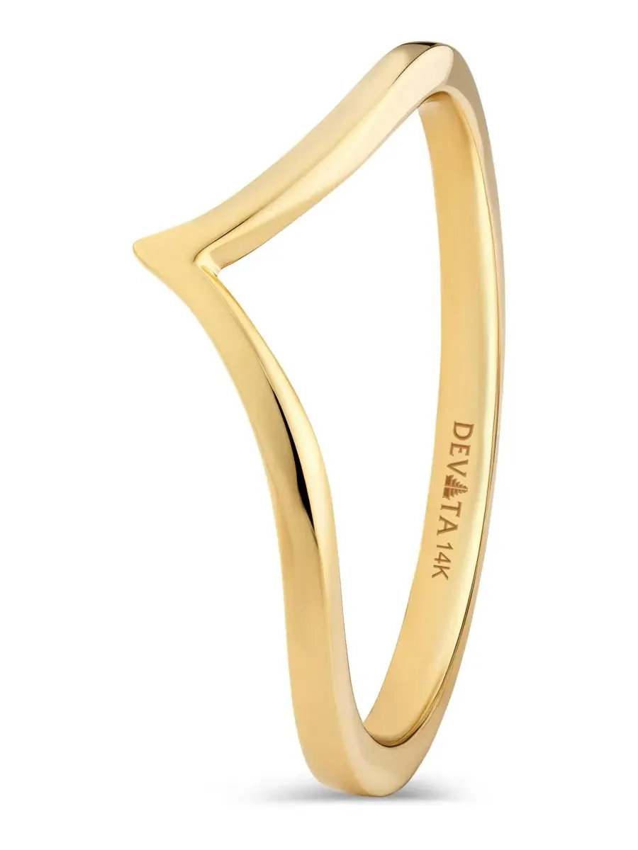 Кольцо-шеврон из золота 14K DEVATA — изображение 4 из 5, оттенок золото