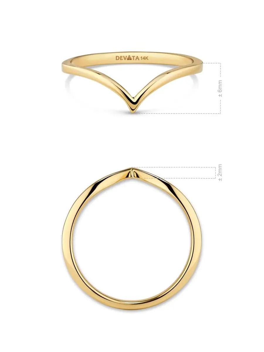 Кольцо-шеврон из золота 14K DEVATA — изображение 5 из 5, оттенок золото