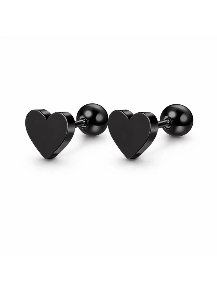 Серьги-гвоздики в форме сердца Rebl Jewelry