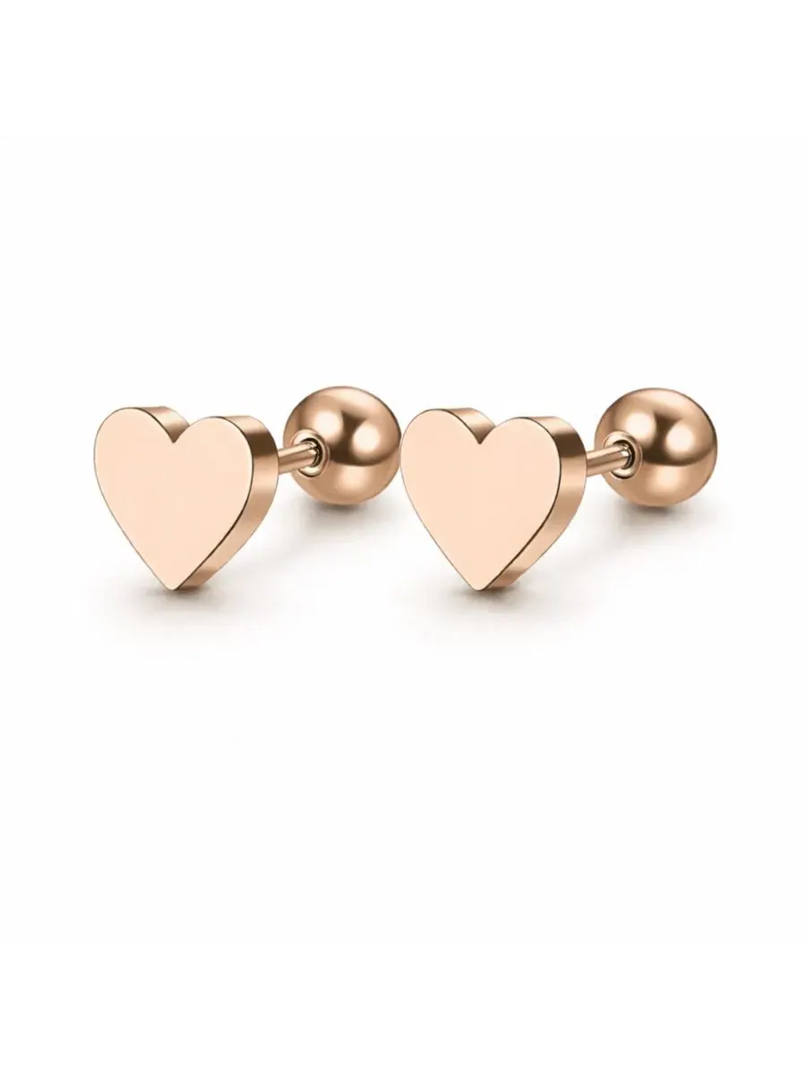 Серьги-гвоздики в форме сердца Rebl Jewelry — золотистый