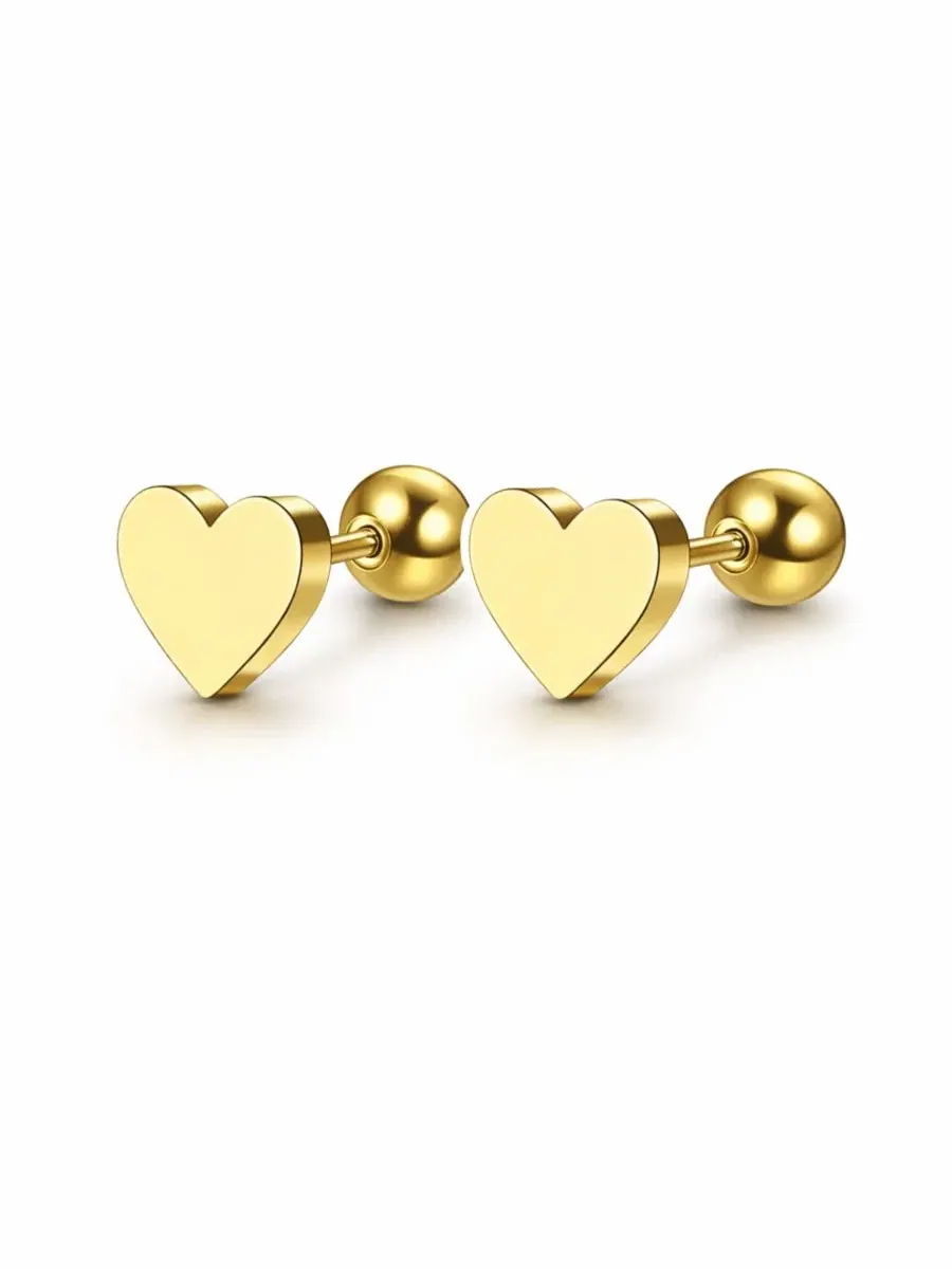 Серьги-гвоздики в форме сердца Rebl Jewelry — изображение 1 из 3, оттенок золото