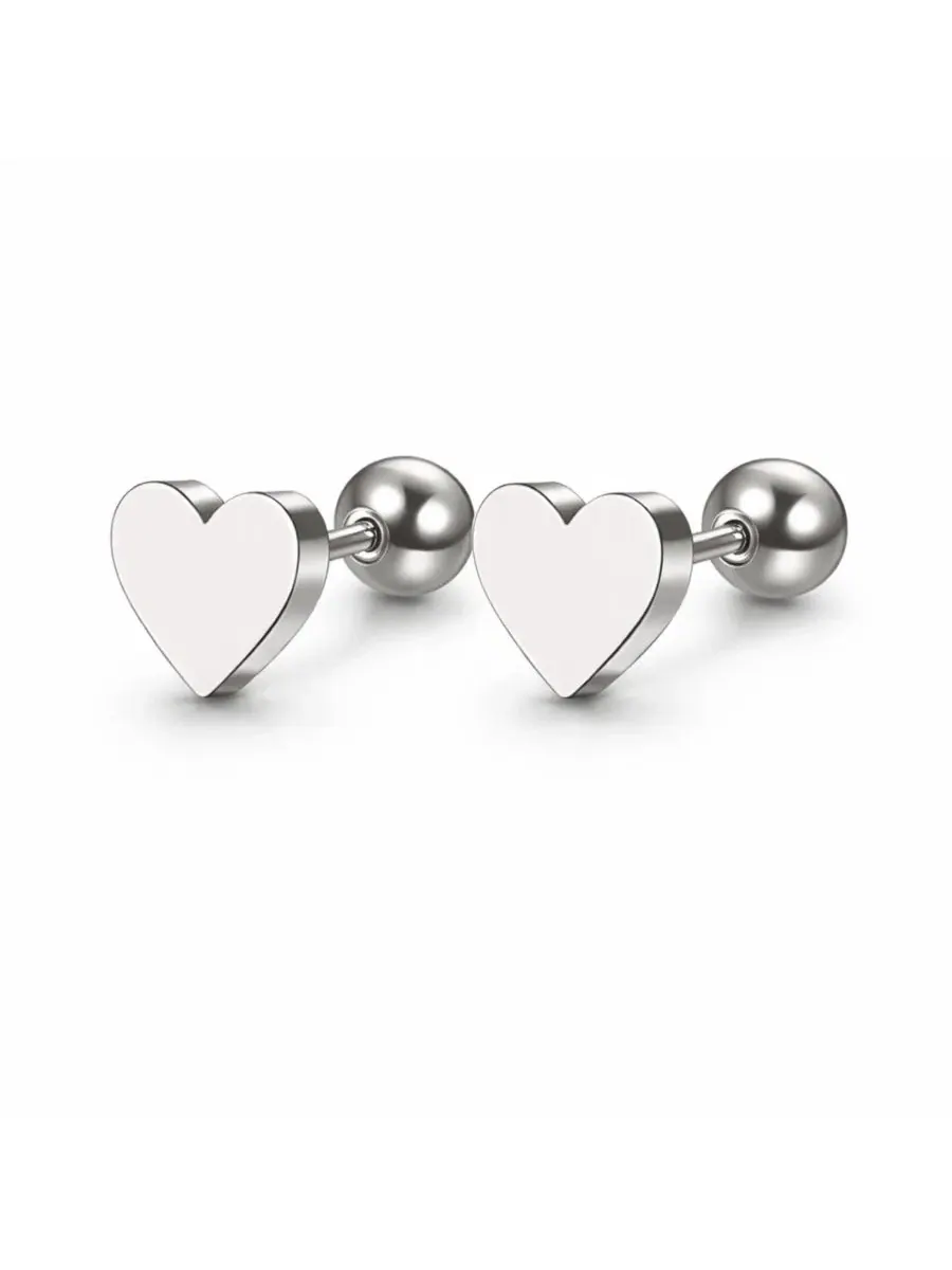 Серьги-гвоздики в форме сердца Rebl Jewelry — изображение 1 из 3, оттенок серебряный