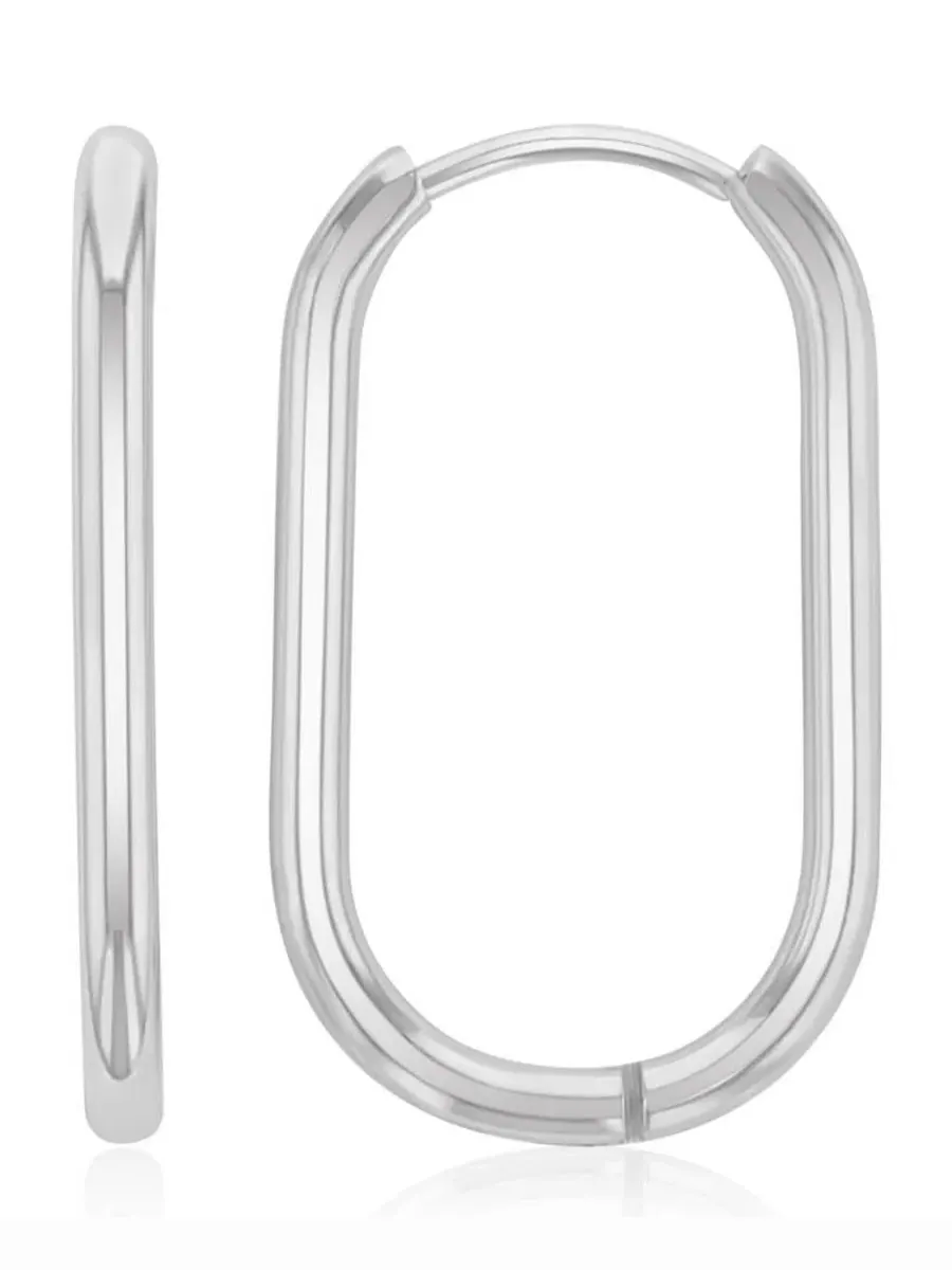 Серьги-кольца с полированным овалом 25 мм, модель Waterproof Platinum, бренд Roxy