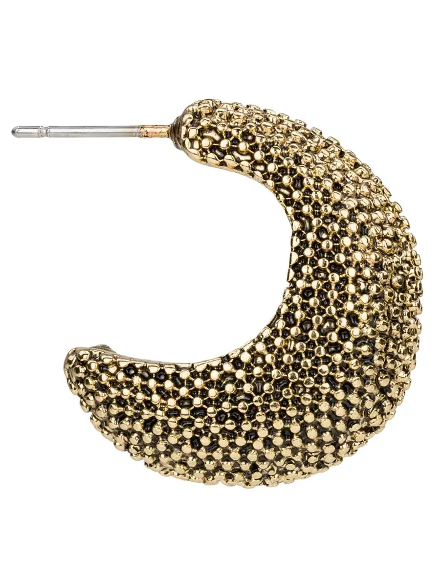 Серьги-кольца J с фактурным дизайном, коллекция Caviar Patricia Nash — изображение 2 из 3, оттенок золотистый