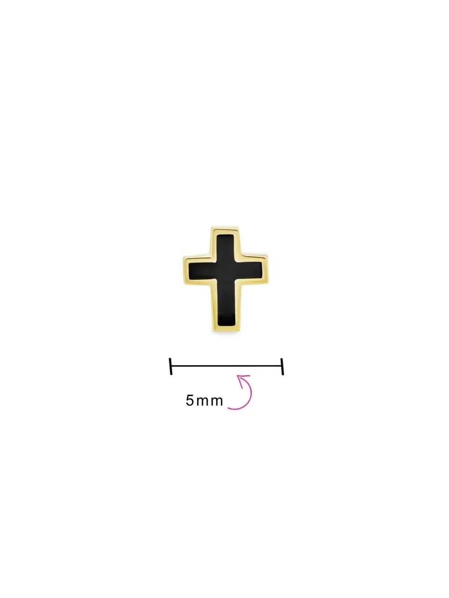 Серьги-гвоздики с крестом из 14-каратного золота, Tiny Minimalist 3D Cross Bling Jewelry — изображение 4 из 4, оттенок золото